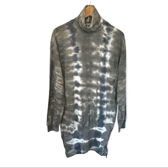 Young Fabulous & Broke Asymmetrical Zip Abstract Turtleneck Mini Sweater Dress S - Picture 2 of 12